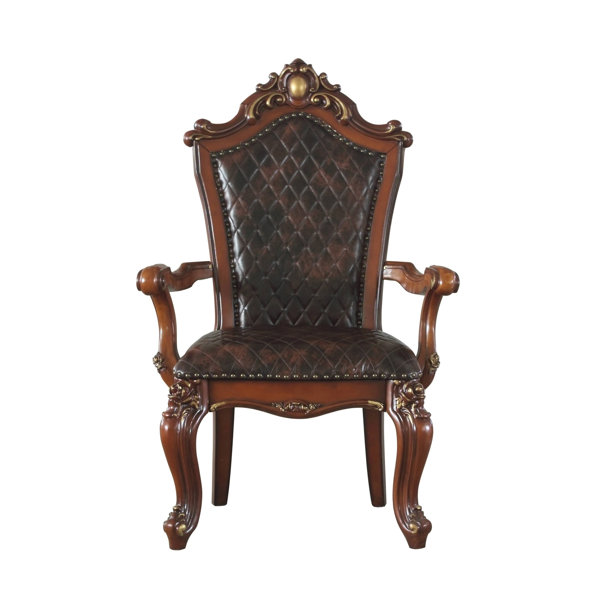 Sybertruck Black And Honey Oak Tufted Arm Chair (Set Of 2) Wayfair